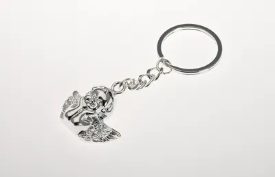 Produktbild von Schlüsselanhänger Schutzengel mit Ring versilbert L 9,0cm