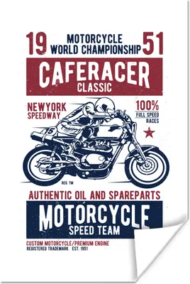 Produktbild von MuchoWow® Poster Mancave - Motorrad - Vintage - Rennen 80x120 cm - Papierdruck