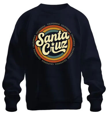 Immagine prodotto di Santa Cruz California Retro Vintage Surf Beach Waves Summer Unisex Felpa Pullover, Navy, M