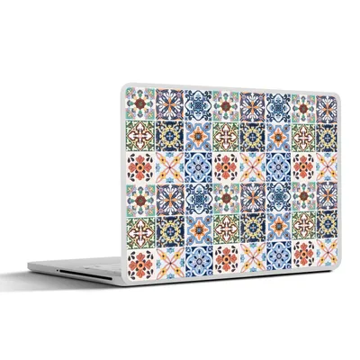 Produktbild von MuchoWow® Laptop Aufkleber Sticker Cover Design - Blumen - Orange - Blau - Abstrakt 25x18 cm - Laptop-Deko