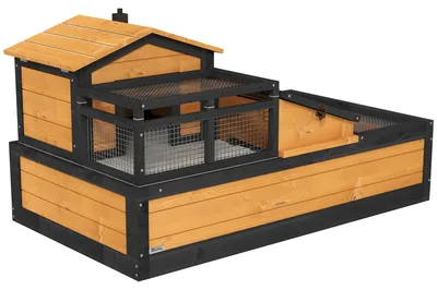 Produktbild von PawHut Schildkrötenhaus aus Holz, Schildkrötengehege mit zwei Ebenen, Balkon