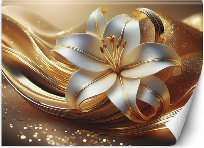 Produktbild von Vlies fototapete Lilie Blume 300x210 cm Feeby Gold inkl. Kleber einfache Montage
