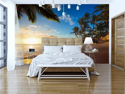 Immagine prodotto di Carta da parati fotografica in tessuto non tessuto spiaggia 300x210 cm carta da parati murale XXL tropici palme paesaggio natura mare c-B-0078-a-a