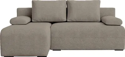 A studio shot of a sectional sofa.