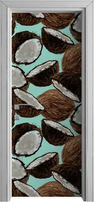 Produktbild von Tür Selbstklebende 80x210 cm Türfolie Türtapete Klebefolie - Tropisches Muster Kokosnuss