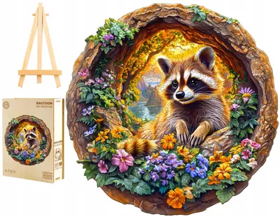 Produktbild von Pasjo24 Holzpuzzle 295 Teile mit Holzbox Waschbär