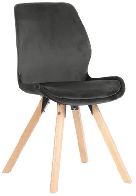 Produktbild von CLP Esszimmerstuhl Luna Modernes Design, Gestell natura, gepolsterter Sitz dunkelgrau Material Samt