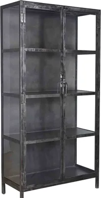 Produktbild von KAWOLA Highboard ARLES Vitrine Metall schwarz 2 Türen