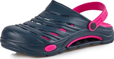 Produktbild von Ladeheid Damen und Herren leichte Eva Clogs Gartenclogs Gartenschuhe KL030 (Dunkelblau/Rosa, 41 EU)