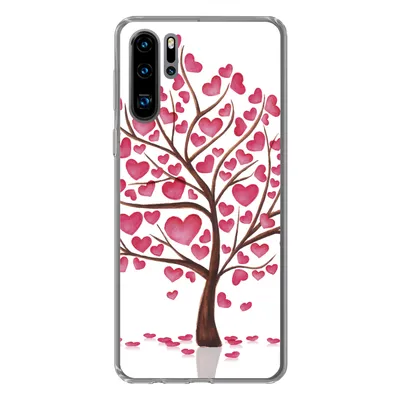 Produktbild von MuchoWow® Handyhülle Schutzhülle Hülle für Huawei P30 Pro Eine Illustration eines Baumes mit Herzen Silikon Softcase Handy Hülle - Schutzdeckel