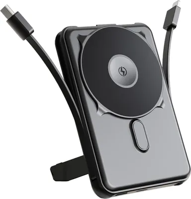 Productafbeelding van imoshion 4-in-1 MagSafe Powerbank met standaard 10.000 mAh - Power Delivery - iPhone / AirPods / Apple Watch - Zwart