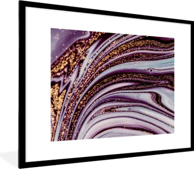 Produktbild von MuchoWow® Gerahmtes Poster Marmor - Rosa - Gold - Glitter - Marmoroptik - Luxus 80x60 cm - Poster mit Schwarzem Bilderrahmen Wandposter Rahmen Foto Bilder - Schlafzimmer-Dekorationen - Fotoposter
