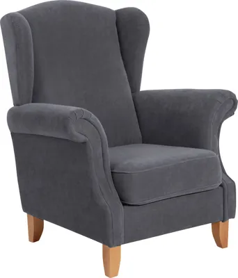 Produktbild von Max Winzer Ohrenbackensessel Verita - Velourstoff anthrazit - Maße: 88 x 84 x 108 cm