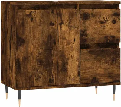 Obrázok produktu pre vidaXL Kúpeľňová skrinka Smoked Oak 65x33x60 cm Materiál dreva