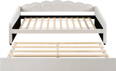 Produktbild von Tagesbett 90x200cm Schlafsofa (Ohne Matratze) Beige Einzelbett Mit 90x190cm ausziehbares Bett Farbwechselndes Umgebungslicht mit Fernbedienung Samt