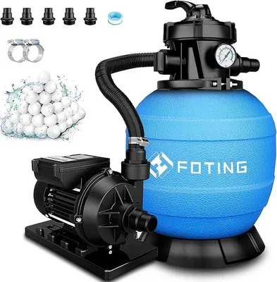 Produktbild von Sandfilteranlage Pool 11.500 L/h mit 24-Stunden Timer | Filteranlage 7-Wege-Ventil mit Druckanzeige & 2in1 Adapter ?32mm-38mm | 400W Poolfilteranlage inkl. 200g Filterbälle