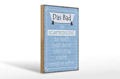 Produktbild von Holzschild Spruch 20x30cm das Bad ist selbstreinigend