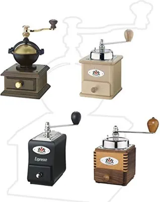 Immagine prodotto di Macinacaffè manuale con macinatura regolabile in robusto acciaio e alloggiamento in noce