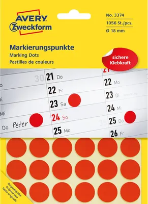 Immagine prodotto di AVERY Zweckform Punti di marcatura, diametro 18 mm, rosso