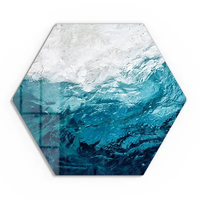 Produktbild von DEQORI Glasbild Echtglas 55x48 cm 'Blick durch Wellen' Wandbild Bild modern Deko