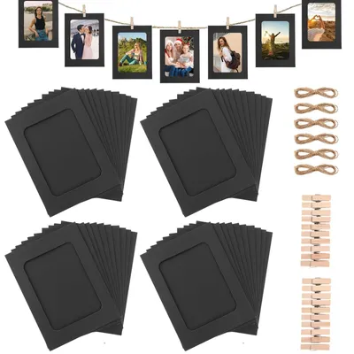 Productafbeelding van 60 Stuks Karton Fotohouders 10 x 15 cm - Zwart voor Decoratie