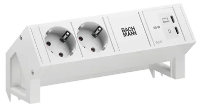 Produktbild von Bachmann Desk2 Pure White 2Xcee7/3, 1Xusb C/C 65W L=0,2M Ral9010