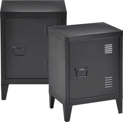 Obrázek produktu pro Noční skříňka 'Inari' sada 2 kusů s úchytkou vlevo ocel 57 x 40 x 30 cm černá