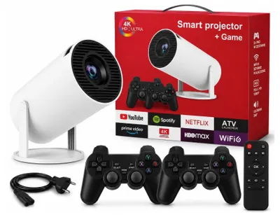 Obrázek produktu pro LED projektor 4K s Wi-Fi, Androidem a Bluetooth, pro domácí kino, retro hry, ovladače