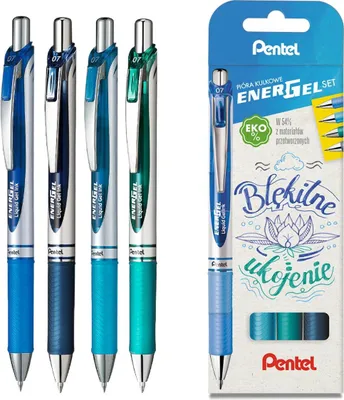 Productafbeelding van Pentel Energel rollerpen, set van 4 stuks, kleur: blauw, model: BL77