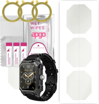 Produktbild von apgo 3 Stück Schutzfolie, Matt, kompatibel mit BlitzWolf BW-GTS3 Smartwatch, Hydrogel Displayschutzfolie mit Positionierhilfe, Displayfolie, robust und kratzfest