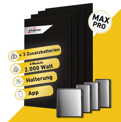 Produktbild von Balkonstrom Balkonkraftwerk 2000W Solaranlage mit Speicher | 3xZusatzspeicher | Balkonhalterung | 2xSolarmodul Bifazial | EcoFlow Stream Ultra X