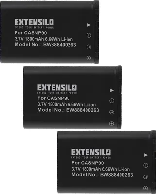 Produktbild von EXTENSILO 3x Akku Ersatz für Casio NP-90DBA, NP-90 für Kamera (1800 mAh, 3,7 V, Li-Ion)