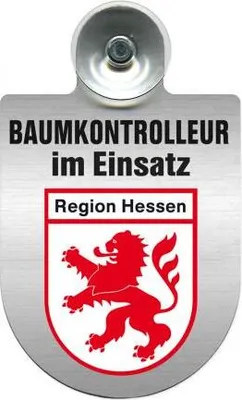 Produktbild von Einsatzschild mit Saugnapf - Baumkontrolleur im Einsatz - 393806 incl. Regionenwappen nach Wahl Color - Region Hessen