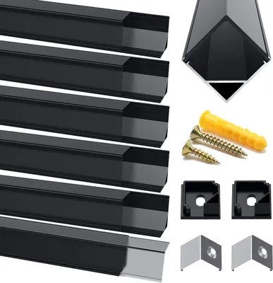 Produktbild von Aluminium-Lichtprofil LED Eckprofil Schwarz 6x1m Set für LED-Bänder