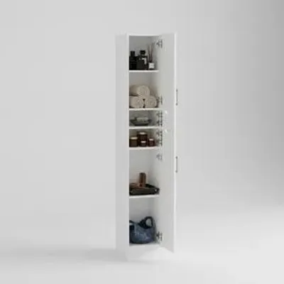 Produktbild von Badezimmerschrank Weiß 180 cm, Regalschrank mit großem Stauraum, Loft-Stil