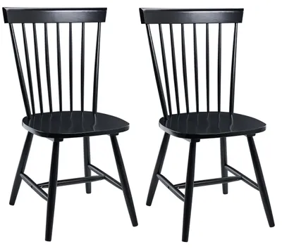 Produktbild von BELIANI Esszimmerstuhl 2er Set Schwarz Gummibaumholz Modern Minimalismus Esszimmer Wohnzimmer