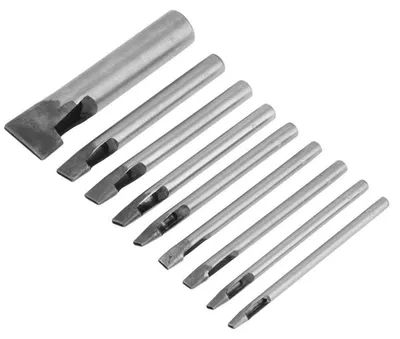 Produktbild von Lochzange Set für Leder, Oval Präzisionshohlstanzer, 9 Größen, 105 mm, Hartstahl, 9-teilig
