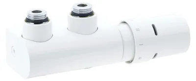 Obrázok produktu pre Danfoss pripojovacia armatúra VHX Duo Set R 1/2, rohová, dopravná biela, RAL 9016, 1 ks.