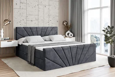 Produktbild von ALTDECOR Boxspringbett mit Fußteil, H4 Matratze und Topper - 120x200 cm - MILTIO-Z - Dunkelgrau Samt - Polsterbett mit Bettkasten und Lattenrost, Bett mit Stauraum