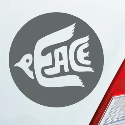 Produktbild von Auto Aufkleber Peace 70s Weltfrieden Taube Frieden 10x10 cm Grau Sticker Heckscheibenaufkleber