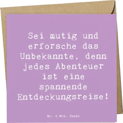 Produktbild von Mr. & Mrs. Panda Glückwunschkarte Spruch Unbekannte Orte erkunden - Lavendeltraum - Geschenk, Lebensfreude, faltkarte, Welterkundung, Grußkarte, neue Erfahrungen, Trost