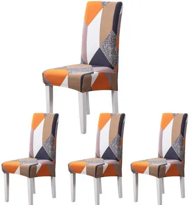 Productafbeelding van Ibenzoa® Stretch Stoelhoes Set – 4 of 6 stuks, 92% polyester/8% elastaan, rugleuning 46–55 cm, zitdiepte 38–49 cm, zithoogte 4–10 cm