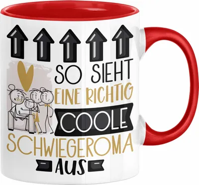 Produktbild von Schwiegeroma Geschenk Tasse Geschenkidee für Schwiegeroma Geburtstag Weihnachten Spruch So Sieht Eine Richtig Coole Schwiegeroma Aus Kaffee-Becher  (Rot)