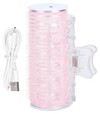 Imagen del producto de Rodillo portátil USB para rizar el cabello, ideal para crear ondas y peinados. Mini rizador eléctrico, color rosa
