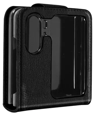 Zdjęcie produktu dla Etui Avizar, wykonane z sztucznej skóry, z magnetycznym zapięciem, przeznaczone do telefonu Oppo Find N2 Flip, kolor: czarny