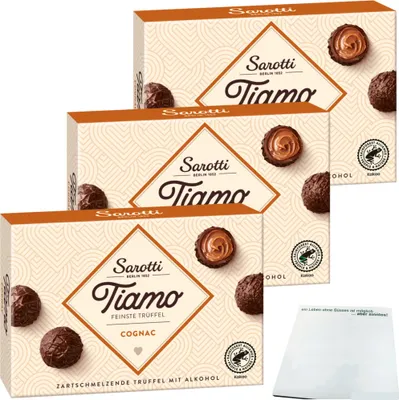 Produktbild von Sarotti Tiamo Cognac Sahne Trüffel 3er Pack (3x125g Packung) + usy Block