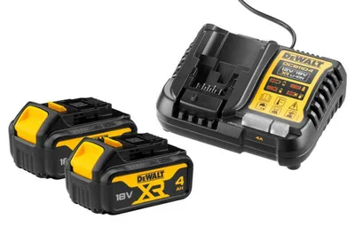 DEWALT Akku-Ladegerät mit Akkus DEWALT Akku-Ladegerät DCB1104 mit 2x 18V 4,0Ah Akkus DCB182