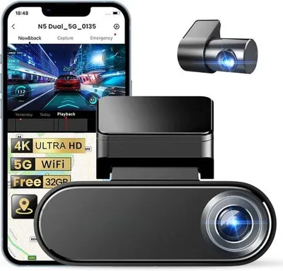 Immagine prodotto di Videoregistratore per auto Full HD con visione notturna e sensore di movimento – Doppia telecamera – Obiettivo grandangolare – Modalità parcheggio e registrazione in loop – Con scheda SD