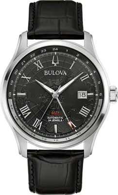 Zdjęcie produktu dla Zegarek męski, datownik, skórzany pasek - Bulova Model: 96B387