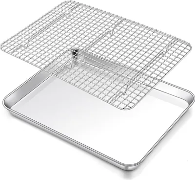 Zdjęcie produktu dla Duża blacha do ciasta ze stali nierdzewnej z podstawką chłodzącą 40,5x30,5x2,5 cm